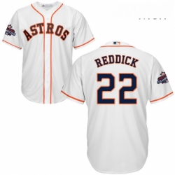 Mens Majestic Houston Astros 22 Josh Reddick Replica White Home 2017 World Series Champions Cool Base MLB Jersey