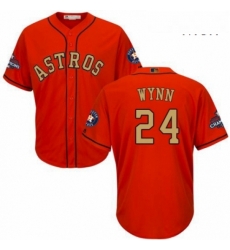 Mens Majestic Houston Astros 24 Jimmy Wynn Replica Orange Alternate 2018 Gold Program Cool Base MLB Jersey 
