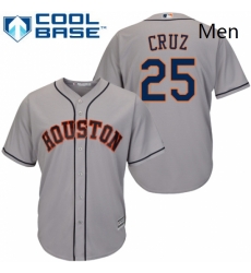 Mens Majestic Houston Astros 25 Jose Cruz Jr Replica Grey Road Cool Base MLB Jersey