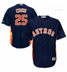 Mens Majestic Houston Astros 25 Jose Cruz Jr Replica Navy Blue Alternate Cool Base MLB Jersey