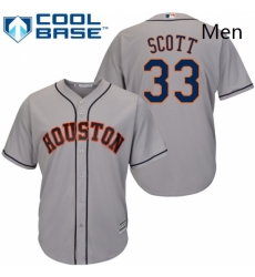 Mens Majestic Houston Astros 33 Mike Scott Replica Grey Road Cool Base MLB Jersey