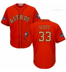 Mens Majestic Houston Astros 33 Mike Scott Replica Orange Alternate 2018 Gold Program Cool Base MLB Jersey