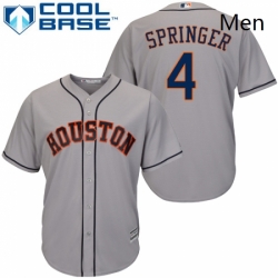 Mens Majestic Houston Astros 4 George Springer Replica Grey Road Cool Base MLB Jersey