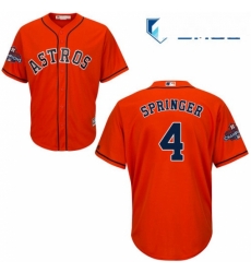 Mens Majestic Houston Astros 4 George Springer Replica Orange Alternate 2017 World Series Champions Cool Base MLB Jersey