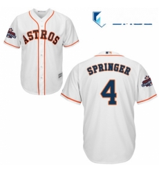 Mens Majestic Houston Astros 4 George Springer Replica White Home 2017 World Series Champions Cool Base MLB Jersey