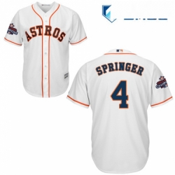 Mens Majestic Houston Astros 4 George Springer Replica White Home 2017 World Series Champions Cool Base MLB Jersey