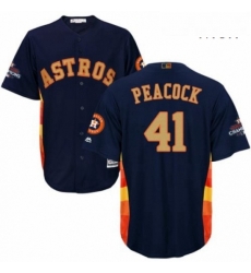 Mens Majestic Houston Astros 41 Brad Peacock Replica Navy Blue Alternate 2018 Gold Program Cool Base MLB Jersey 