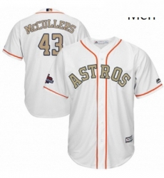 Mens Majestic Houston Astros 43 Lance McCullers Replica White 2018 Gold Program Cool Base MLB Jersey