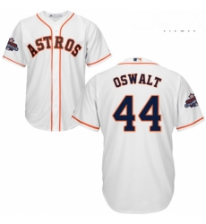 Mens Majestic Houston Astros 44 Roy Oswalt Replica White Home 2017 World Series Champions Cool Base MLB Jersey
