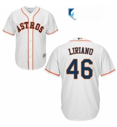 Mens Majestic Houston Astros 46 Francisco Liriano Replica White Home Cool Base MLB Jersey 