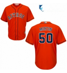 Mens Majestic Houston Astros 50 Charlie Morton Replica Orange Alternate Cool Base MLB Jersey 