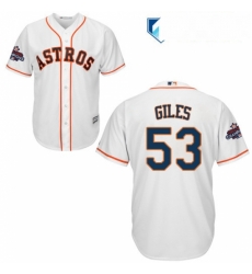 Mens Majestic Houston Astros 53 Ken Giles Replica White Home 2017 World Series Champions Cool Base MLB Jersey 