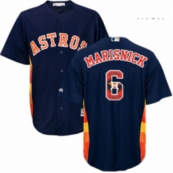 Mens Majestic Houston Astros 6 Jake Marisnick Authentic Navy Blue Team Logo Fashion Cool Base MLB Jersey 