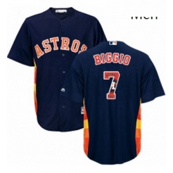 Mens Majestic Houston Astros 7 Craig Biggio Authentic Navy Blue Team Logo Fashion Cool Base MLB Jersey