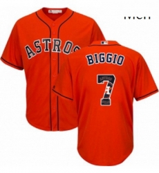 Mens Majestic Houston Astros 7 Craig Biggio Authentic Orange Team Logo Fashion Cool Base MLB Jersey