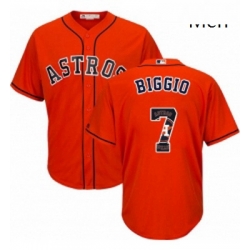 Mens Majestic Houston Astros 7 Craig Biggio Authentic Orange Team Logo Fashion Cool Base MLB Jersey
