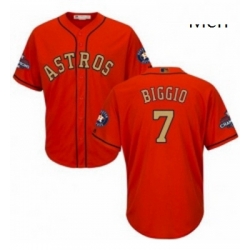 Mens Majestic Houston Astros 7 Craig Biggio Replica Orange Alternate 2018 Gold Program Cool Base MLB Jersey