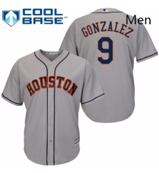 Mens Majestic Houston Astros 9 Marwin Gonzalez Replica Grey Road Cool Base MLB Jersey 