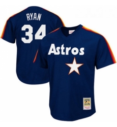 Mens Mitchell and Ness 1988 Houston Astros 34 Nolan Ryan Authentic Navy Blue Throwback MLB Jersey