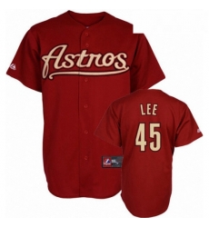 Mens Mitchell and Ness Houston Astros 45 Carlos Lee Replica Red Throwback MLB Jersey