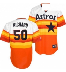 Mens Mitchell and Ness Houston Astros 50 JR Richard Authentic WhiteOrange Throwback MLB Jersey