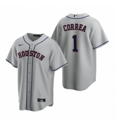 Mens Nike Houston Astros 1 Carlos Correa Gray Road Stitched Baseball Jerse