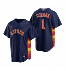 Mens Nike Houston Astros 1 Carlos Correa Navy Alternate Stitched Baseball Jerse