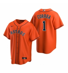 Mens Nike Houston Astros 1 Carlos Correa Orange Alternate Stitched Baseball Jerse