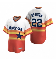 Mens Nike Houston Astros 22 Josh Reddick White Orange Cooperstown Collection Home Stitched Baseball Jerse