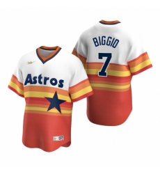 Mens Nike Houston Astros 7 Craig Biggio White Orange Cooperstown Collection Home Stitched Baseball Jerse