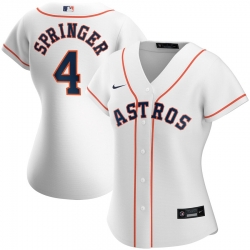 Houston Astros 4 George Springer Nike Women Home 2020 MLB Player Jersey White