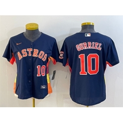 Women Houston Astros 10 Yuli Gurriel Navy With Patch Cool Base Stitched Baseball Jersey