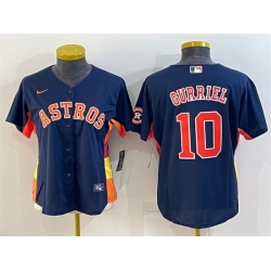 Women Houston Astros 10 Yuli Gurriel Navy With Patch Cool Base Stitched Baseball Jerseys