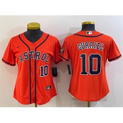 Women Houston Astros 10 Yuli Gurriel Orange With Patch Cool Base Stitched Baseball Jersey 2