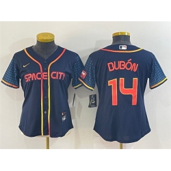 Women Houston Astros 14 Mauricio Dub F3n 2022 Navy City Connect Stitched Jersey