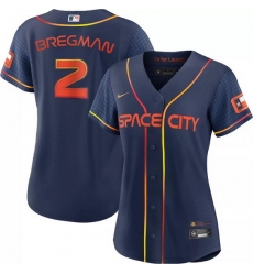 Women Houston Astros 2 Alex Bregman 2022 Navy City Connect Stitched Jersey