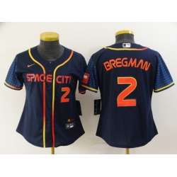 Women Houston Astros 2 Alex Bregman 2022 Navy City Connect Stitched Jerseys
