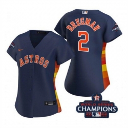 Women Houston Astros 2 Alex Bregman Navy 2022 World Series Champions Cool Base Stitched Baseball Jersey