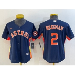 Women Houston Astros 2 Alex Bregman Navy With Patch Cool Base Stitched Baseball Jerseys