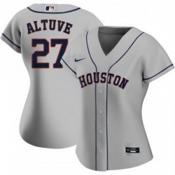 Women Houston Astros 27 Jose Altuve Grey Cool Base Stitched Baseball Jersey