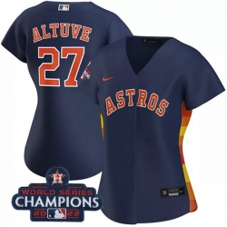 Women Houston Astros 27 Jose Altuve Navy 2022 World Series Champions Cool Base Stitched Baseball Jersey