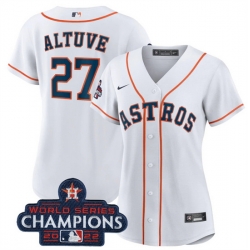 Women Houston Astros 27 Jose Altuve White 2022 World Series Champions Cool Base Stitched Baseball Jersey