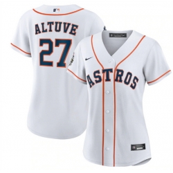 Women Houston Astros 27 Jose Altuve White 2022 World Series Cool Base Stitched Baseball Jersey