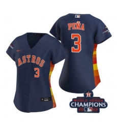 Women Houston Astros 3 Jeremy Pe F1a Navy 2022 World Series Champions With No  In Front Stitched Baseball Jersey