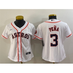 Women Houston Astros 3 Jeremy Pena White With Patch Cool Base Stitched Baseball Jersey