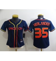 Women Houston Astros 35 Justin Verlander 2022 Navy City Connect Stitched Jersey