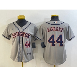 Women Houston Astros 44 Yordan Alvarez Gray Cool Base Stitched Baseball Jerseys