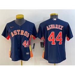 Women Houston Astros 44 Yordan Alvarez Navy With Patch Cool Base Stitched Baseball Jerseys