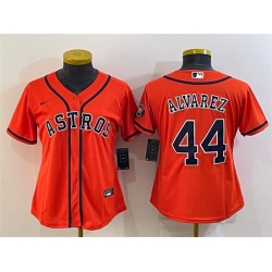 Women Houston Astros 44 Yordan Alvarez Orange With Patch Cool Base Stitched Baseball Jersey