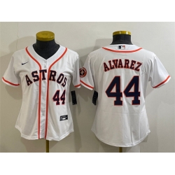 Women Houston Astros 44 Yordan Alvarez White With Patch Cool Base Stitched Baseball Jersey